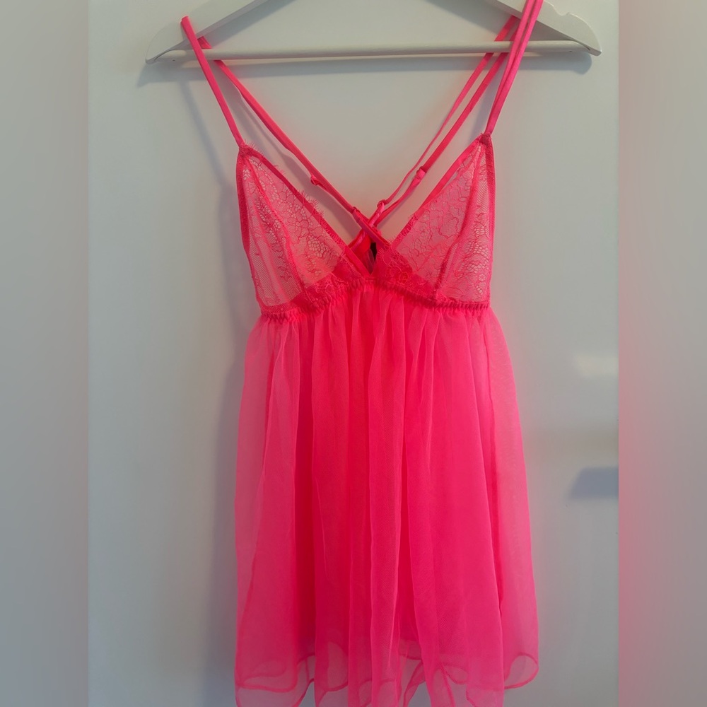 Victoria’s Secret Pink Lace Babydoll Nightgown Lingerie size S
